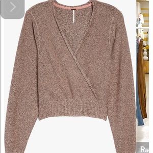 Free People pink v-neck sweater